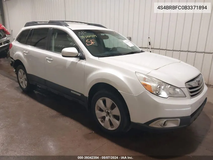 2011 Subaru Outback 2.5I Premium VIN: 4S4BRBFC0B3371894 Lot: 39342354