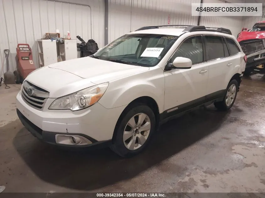 2011 Subaru Outback 2.5I Premium VIN: 4S4BRBFC0B3371894 Lot: 39342354