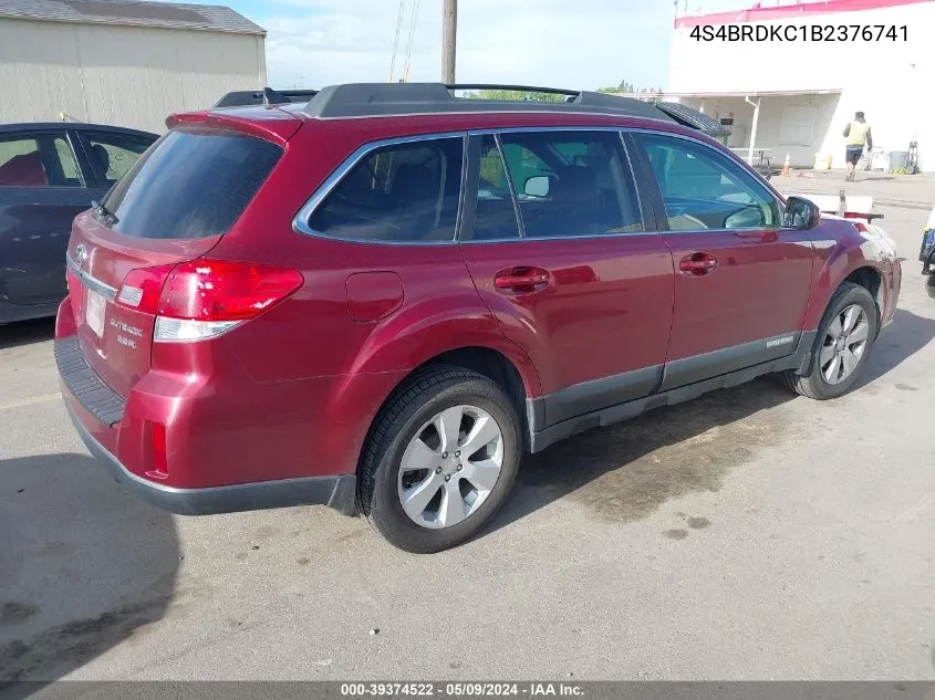 2011 Subaru Outback 3.6R Limited VIN: 4S4BRDKC1B2376741 Lot: 39374522