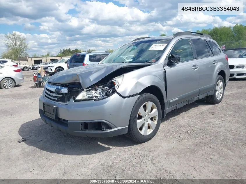 2011 Subaru Outback 2.5I Premium VIN: 4S4BRBCC3B3354043 Lot: 39376040