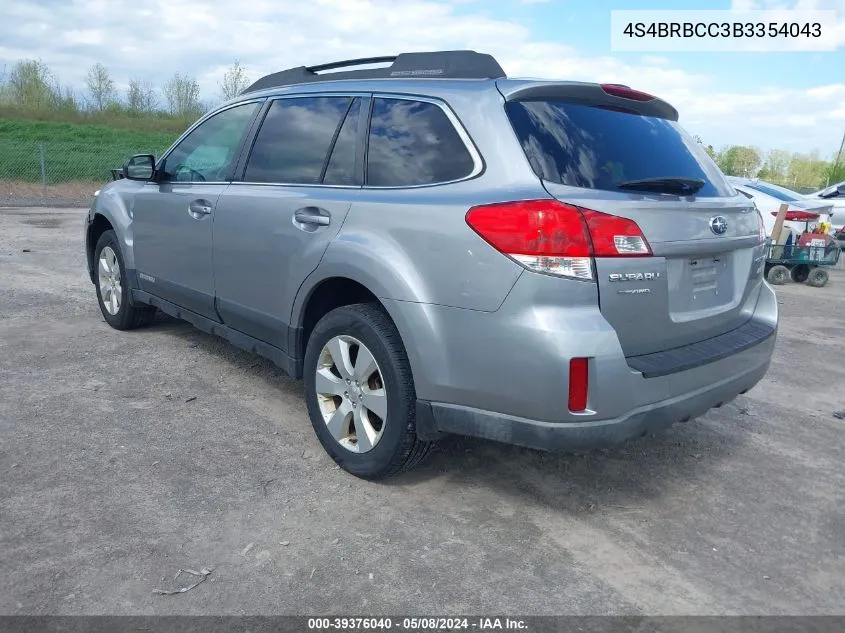 2011 Subaru Outback 2.5I Premium VIN: 4S4BRBCC3B3354043 Lot: 39376040