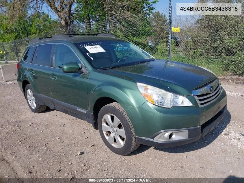 2011 Subaru Outback 2.5I Premium VIN: 4S4BRCCC6B3438315 Lot: 39453073