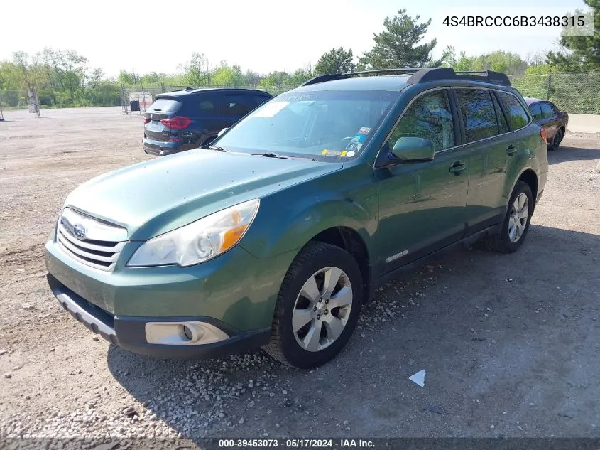 2011 Subaru Outback 2.5I Premium VIN: 4S4BRCCC6B3438315 Lot: 39453073