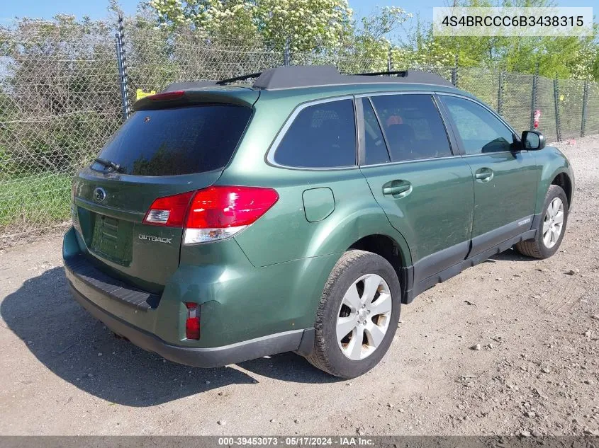 2011 Subaru Outback 2.5I Premium VIN: 4S4BRCCC6B3438315 Lot: 39453073