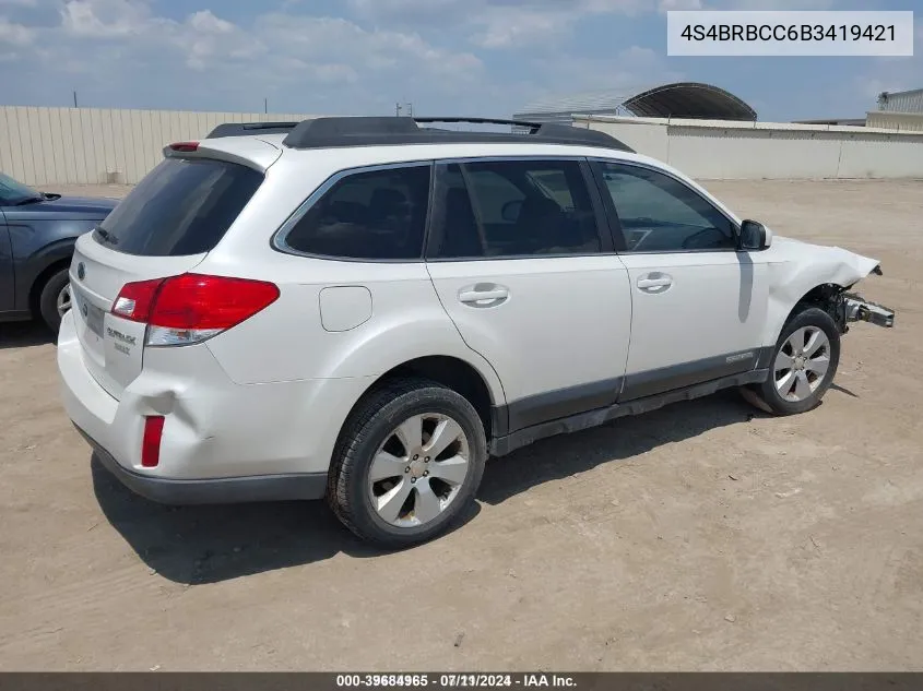 4S4BRBCC6B3419421 2011 Subaru Outback 2.5I Premium