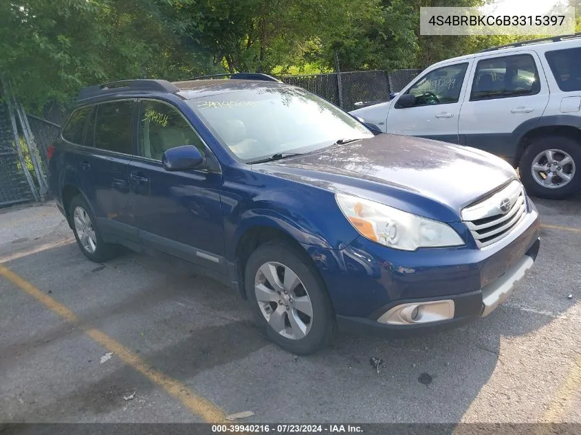 2011 Subaru Outback 2.5I Limited VIN: 4S4BRBKC6B3315397 Lot: 39940216