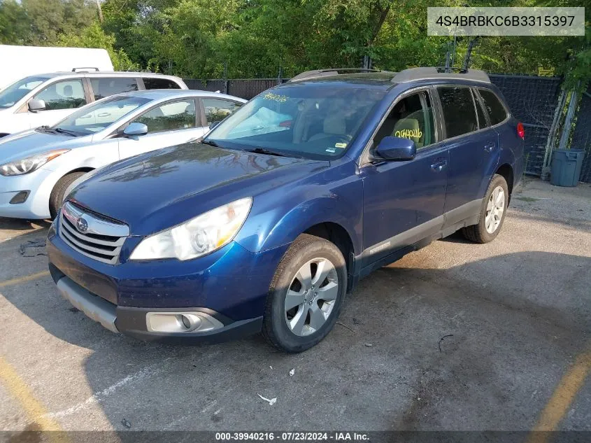 4S4BRBKC6B3315397 2011 Subaru Outback 2.5I Limited