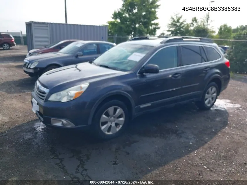 2011 Subaru Outback 2.5I Premium VIN: 4S4BRBGC8B3386383 Lot: 39942044