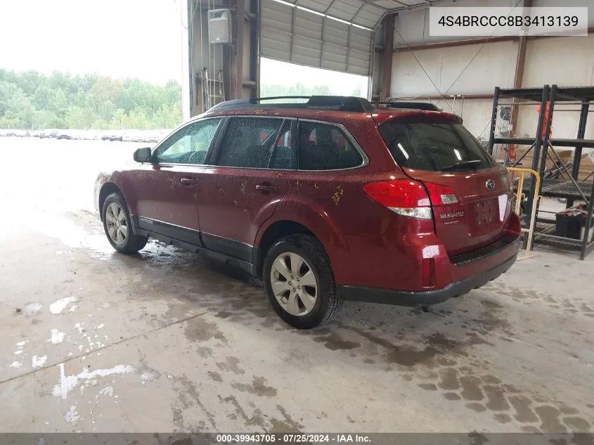 2011 Subaru Outback 2.5I Premium VIN: 4S4BRCCC8B3413139 Lot: 39943705