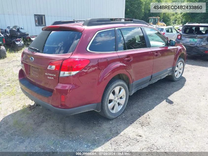 2011 Subaru Outback 3.6R Premium VIN: 4S4BRECC4B2433860 Lot: 39958301