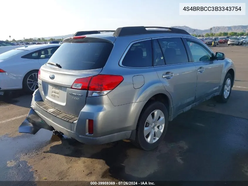 4S4BRBCC3B3343754 2011 Subaru Outback 2.5I Premium