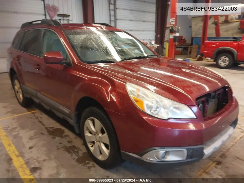 2011 Subaru Outback 2.5I Premium VIN: 4S4BRBFC9B3422003 Lot: 39965923