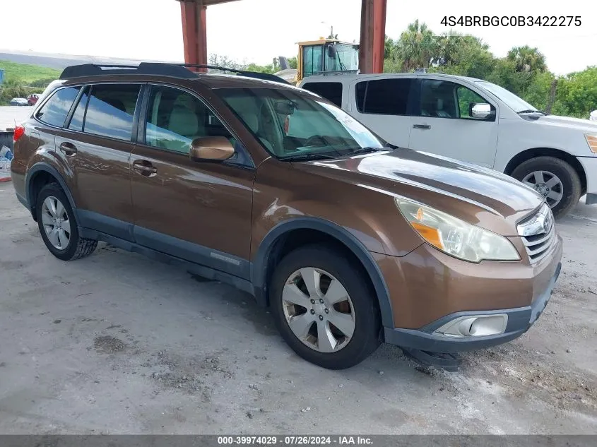 4S4BRBGC0B3422275 2011 Subaru Outback 2.5I Premium