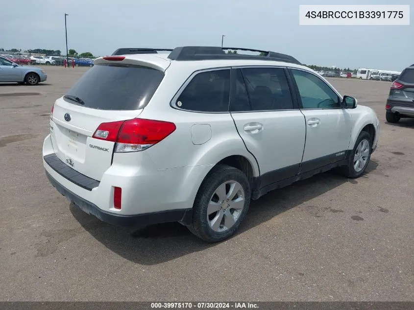 2011 Subaru Outback 2.5I Premium VIN: 4S4BRCCC1B3391775 Lot: 39975170