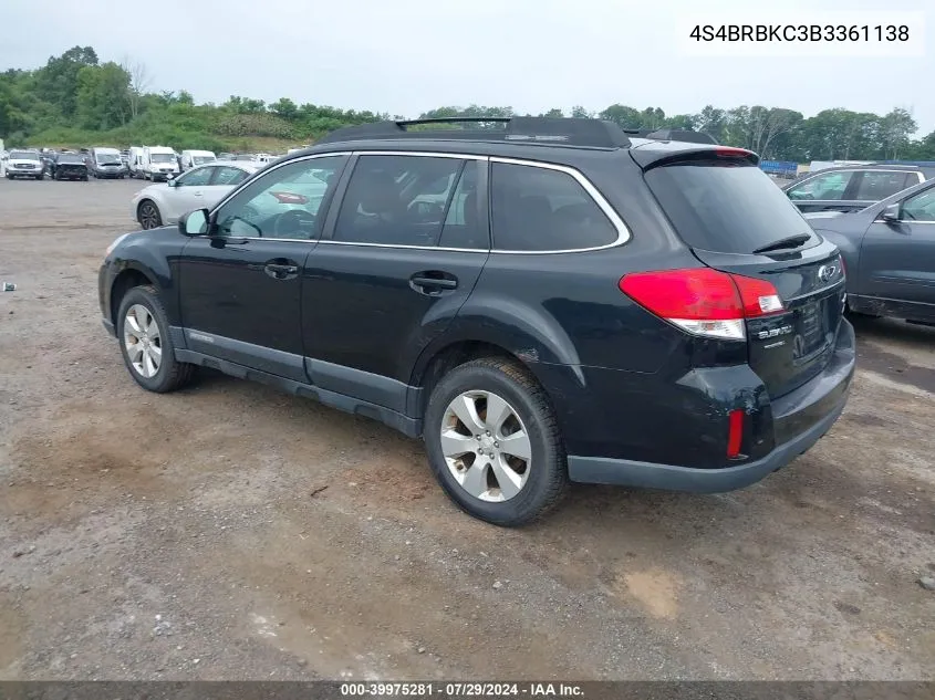 4S4BRBKC3B3361138 2011 Subaru Outback 2.5I Limited