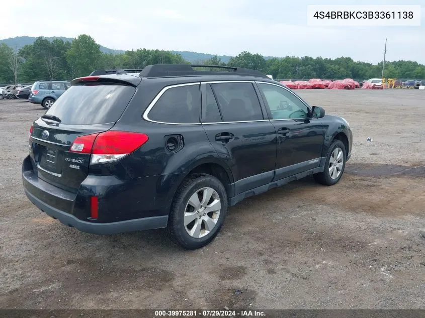 2011 Subaru Outback 2.5I Limited VIN: 4S4BRBKC3B3361138 Lot: 39975281