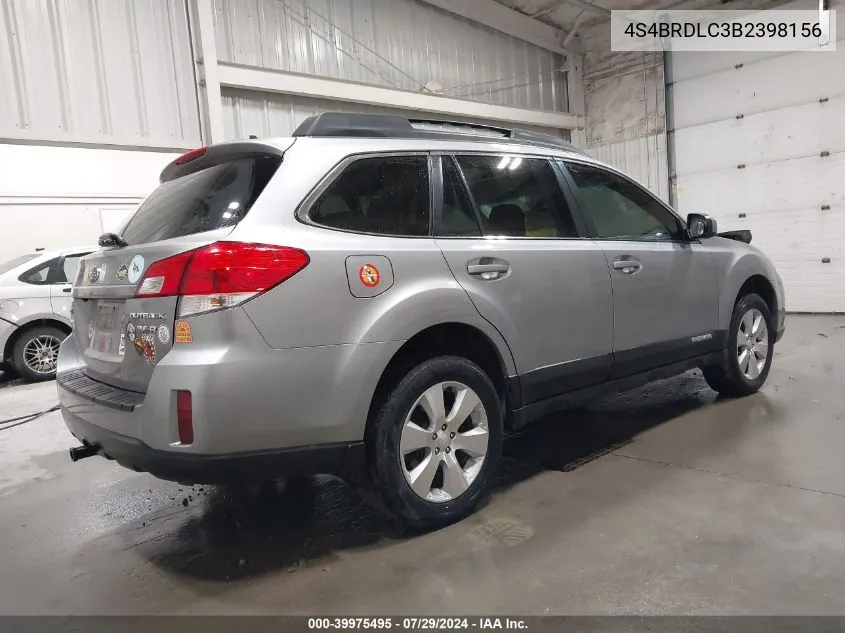 2011 Subaru Outback 3.6R Limited VIN: 4S4BRDLC3B2398156 Lot: 39975495