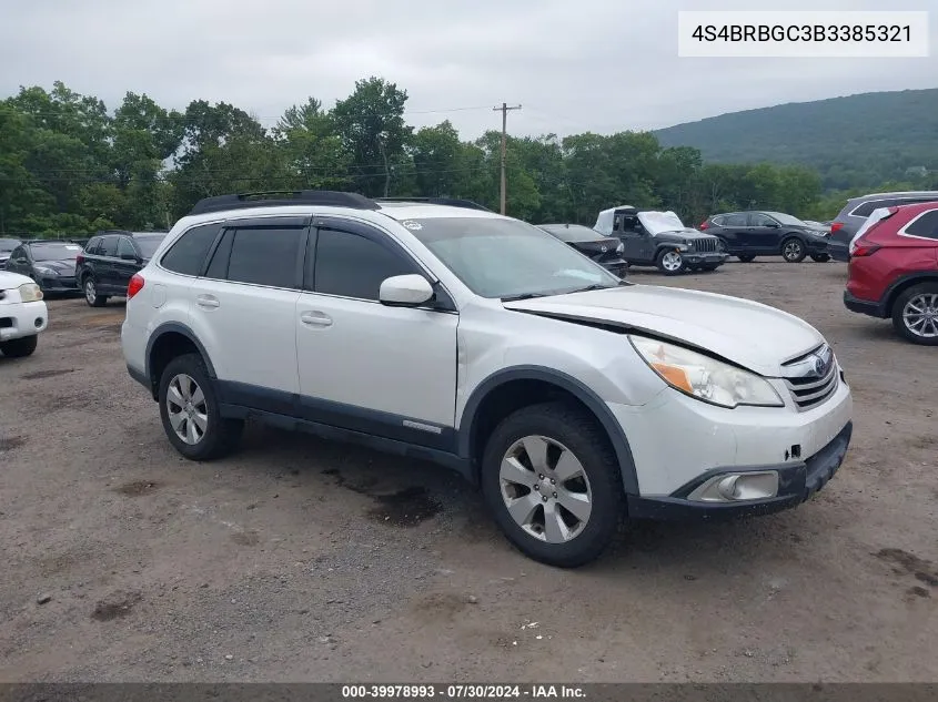 2011 Subaru Outback 2.5I Premium VIN: 4S4BRBGC3B3385321 Lot: 39978993