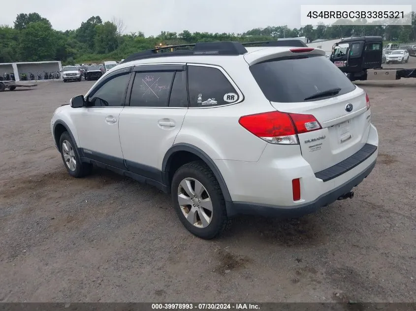 2011 Subaru Outback 2.5I Premium VIN: 4S4BRBGC3B3385321 Lot: 39978993