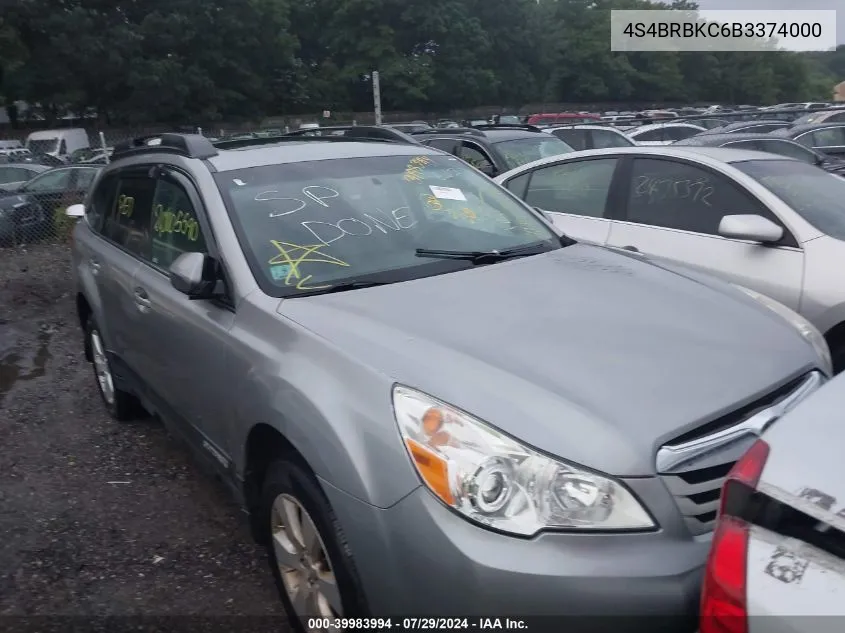 2011 Subaru Outback 2.5I Limited VIN: 4S4BRBKC6B3374000 Lot: 39983994