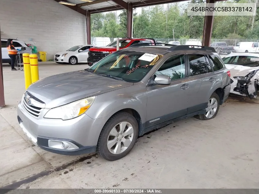 2011 Subaru Outback 2.5I Limited VIN: 4S4BRCKC5B3378142 Lot: 39990133