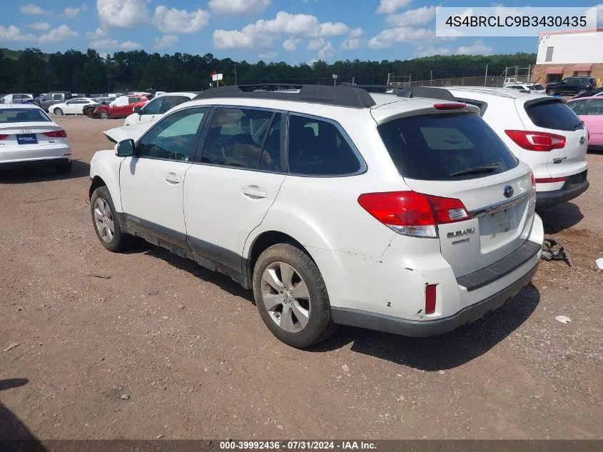 4S4BRCLC9B3430435 2011 Subaru Outback 2.5I Limited