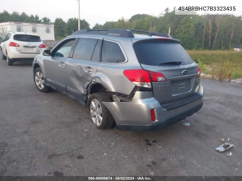 2011 Subaru Outback 2.5I Premium VIN: 4S4BRBHC7B3323435 Lot: 40005674