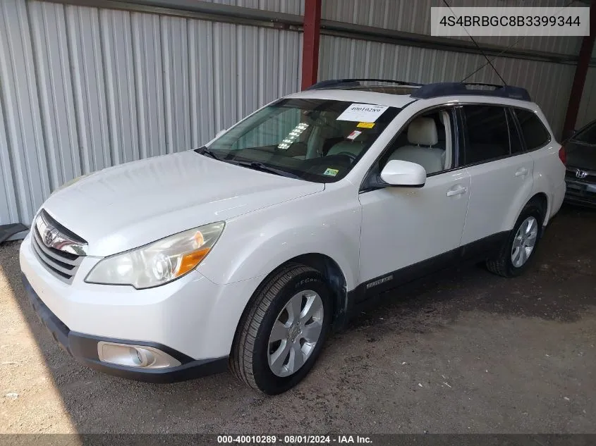 4S4BRBGC8B3399344 2011 Subaru Outback 2.5I Premium