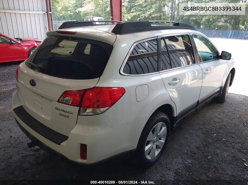 4S4BRBGC8B3399344 2011 Subaru Outback 2.5I Premium