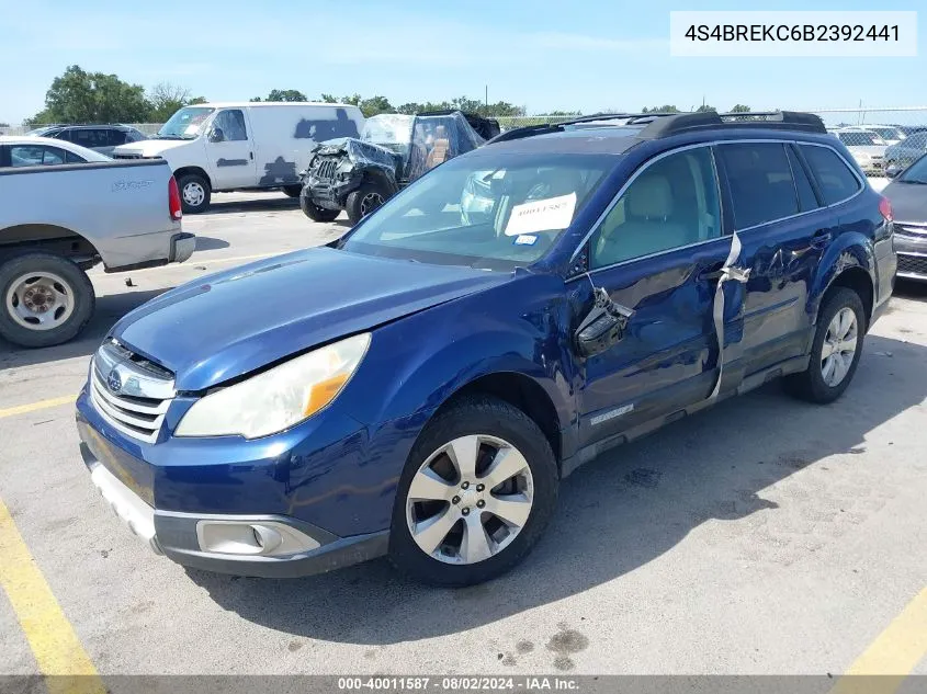 2011 Subaru Outback 3.6R Limited VIN: 4S4BREKC6B2392441 Lot: 40011587