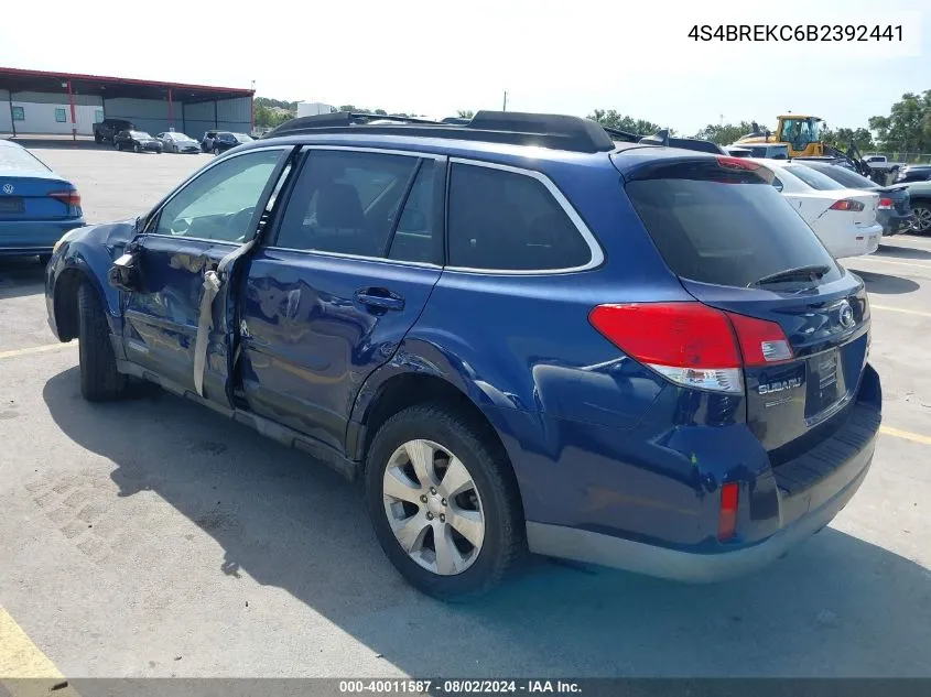 2011 Subaru Outback 3.6R Limited VIN: 4S4BREKC6B2392441 Lot: 40011587