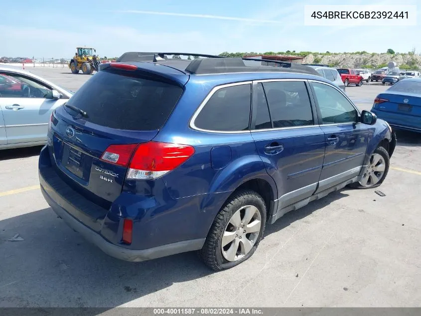 2011 Subaru Outback 3.6R Limited VIN: 4S4BREKC6B2392441 Lot: 40011587