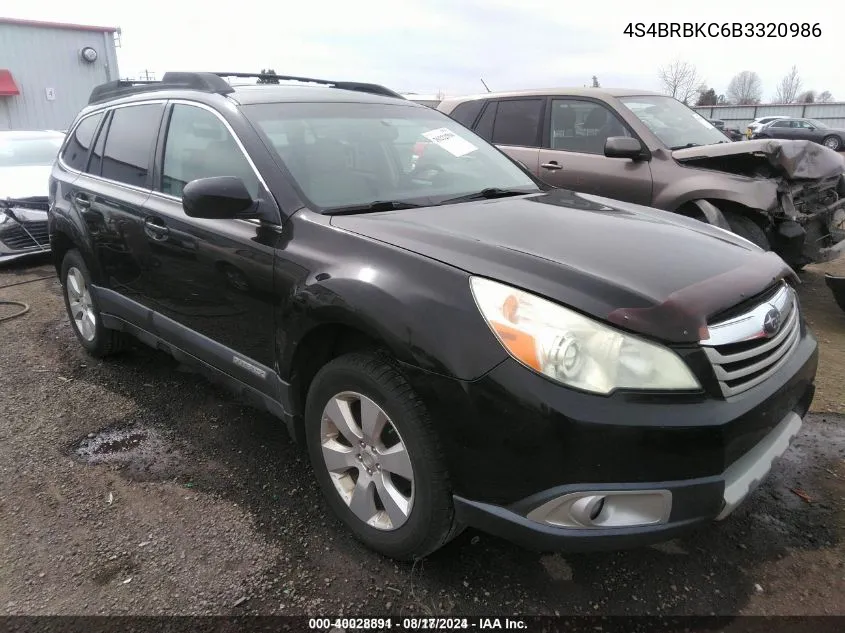 4S4BRBKC6B3320986 2011 Subaru Outback 2.5I Limited