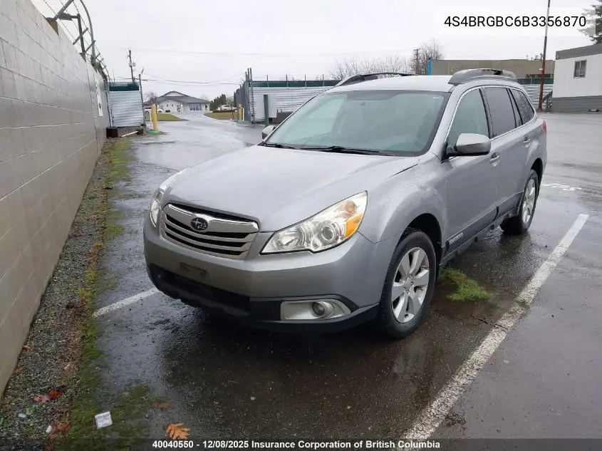 4S4BRGBC6B3356870 2011 Subaru Outback 2.5I Premium