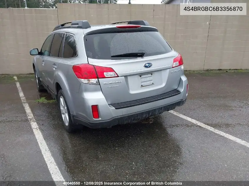 4S4BRGBC6B3356870 2011 Subaru Outback 2.5I Premium