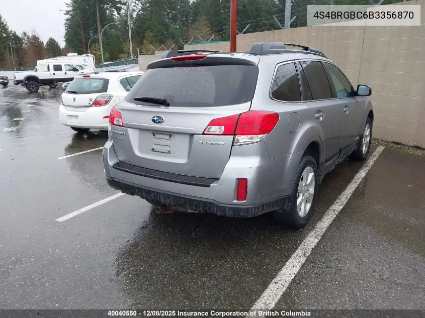 4S4BRGBC6B3356870 2011 Subaru Outback 2.5I Premium