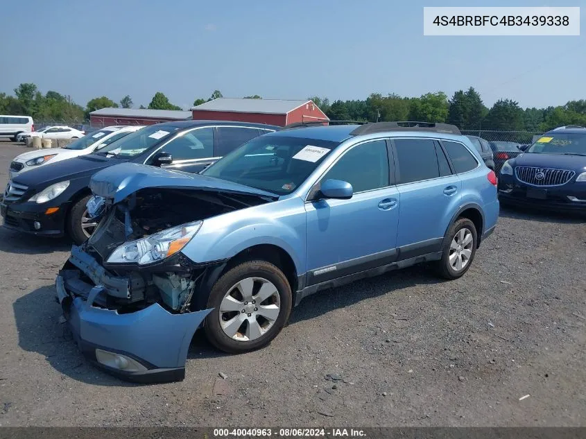 2011 Subaru Outback 2.5I Premium VIN: 4S4BRBFC4B3439338 Lot: 40040963