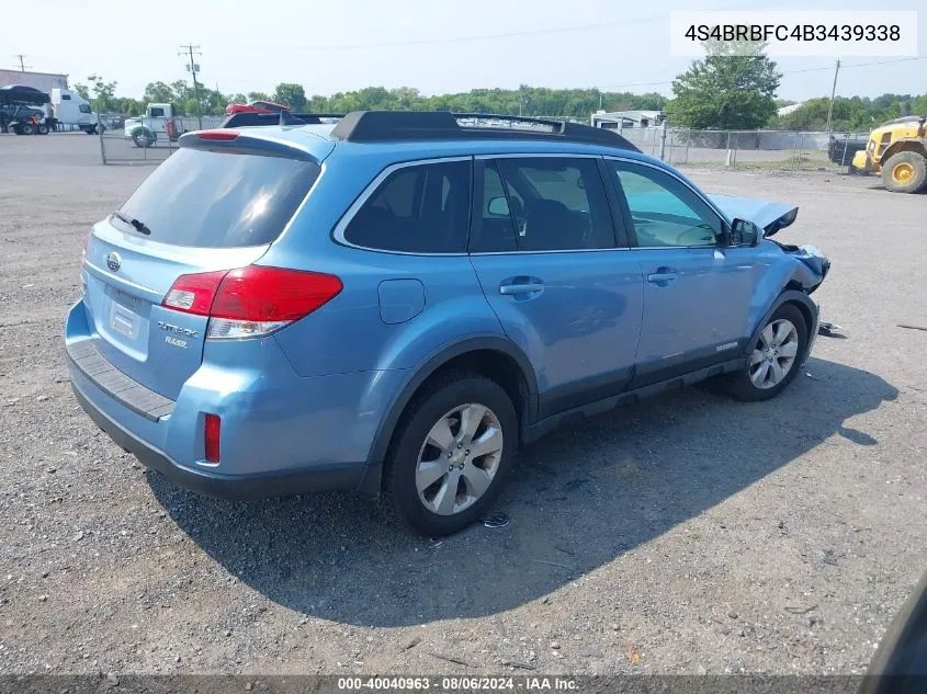 2011 Subaru Outback 2.5I Premium VIN: 4S4BRBFC4B3439338 Lot: 40040963