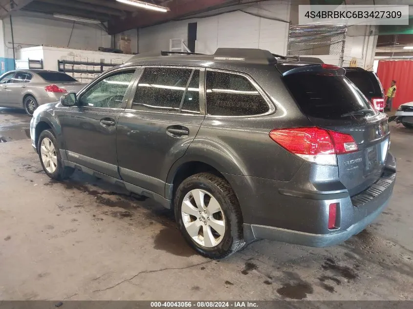 2011 Subaru Outback 2.5I Limited VIN: 4S4BRBKC6B3427309 Lot: 40043056