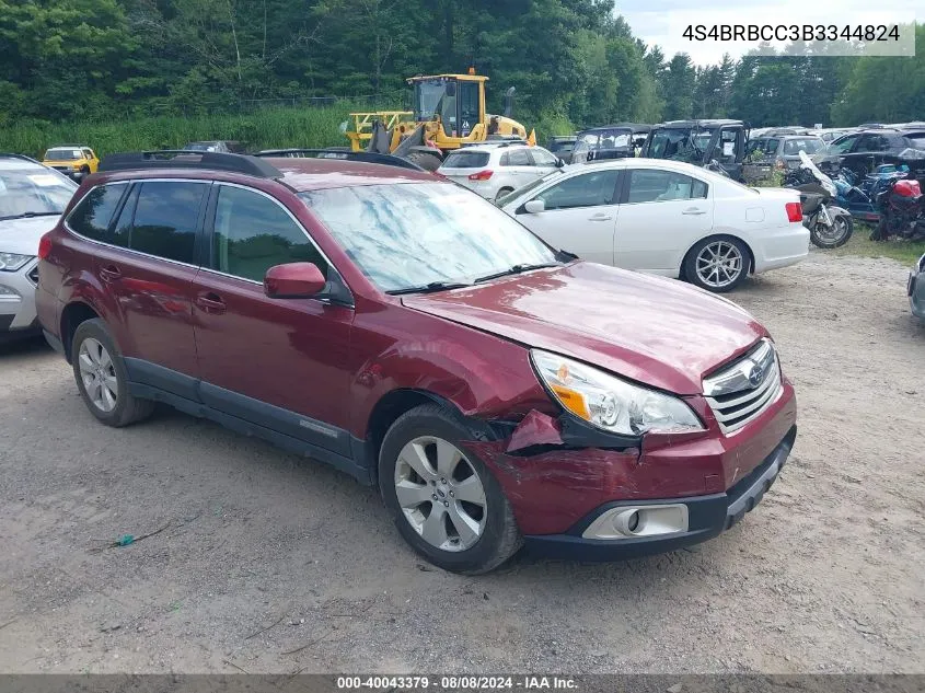 2011 Subaru Outback 2.5I Premium VIN: 4S4BRBCC3B3344824 Lot: 40043379