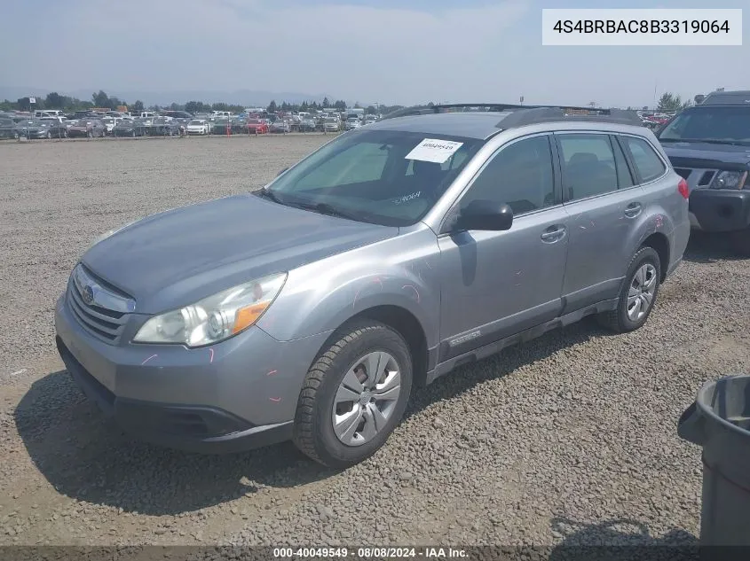 4S4BRBAC8B3319064 2011 Subaru Outback 2.5I