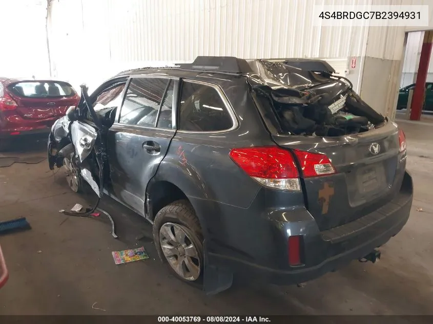 4S4BRDGC7B2394931 2011 Subaru Outback 3.6R Premium