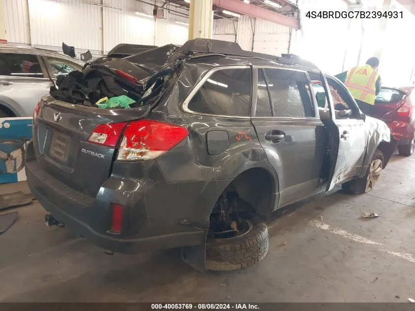 4S4BRDGC7B2394931 2011 Subaru Outback 3.6R Premium