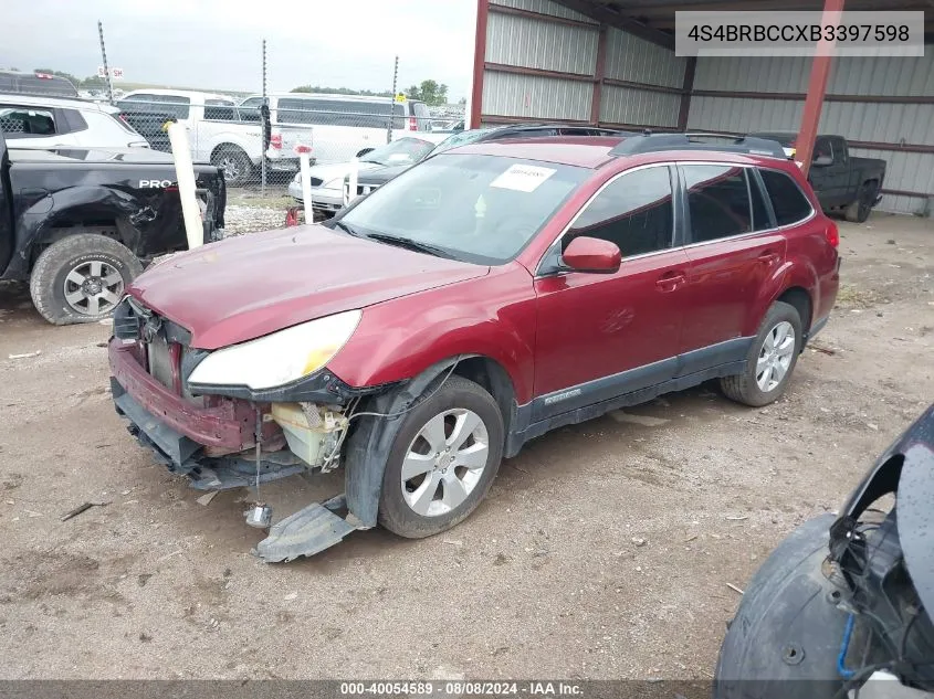 2011 Subaru Outback 2.5I Premium VIN: 4S4BRBCCXB3397598 Lot: 40054589