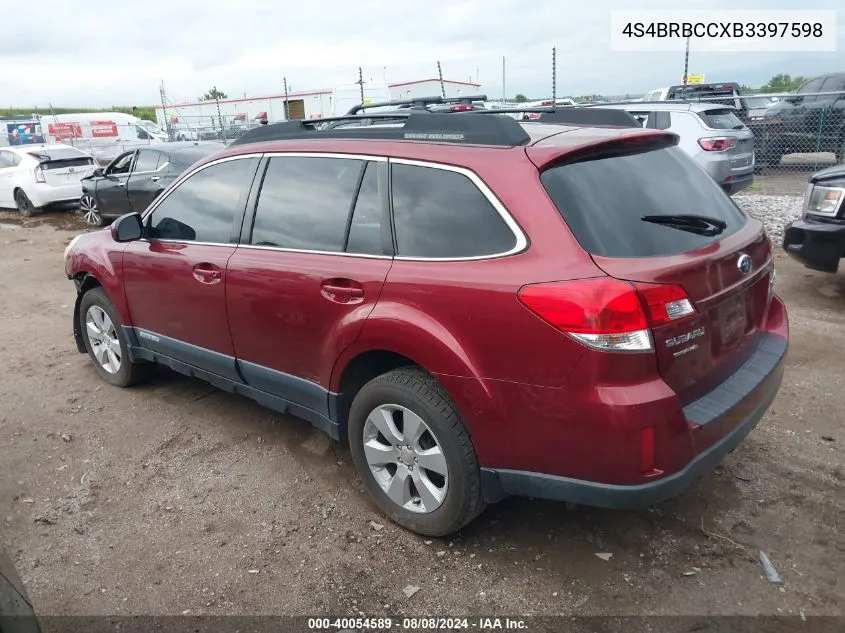 2011 Subaru Outback 2.5I Premium VIN: 4S4BRBCCXB3397598 Lot: 40054589