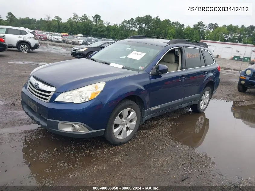 4S4BRCGCXB3442412 2011 Subaru Outback 2.5I Premium