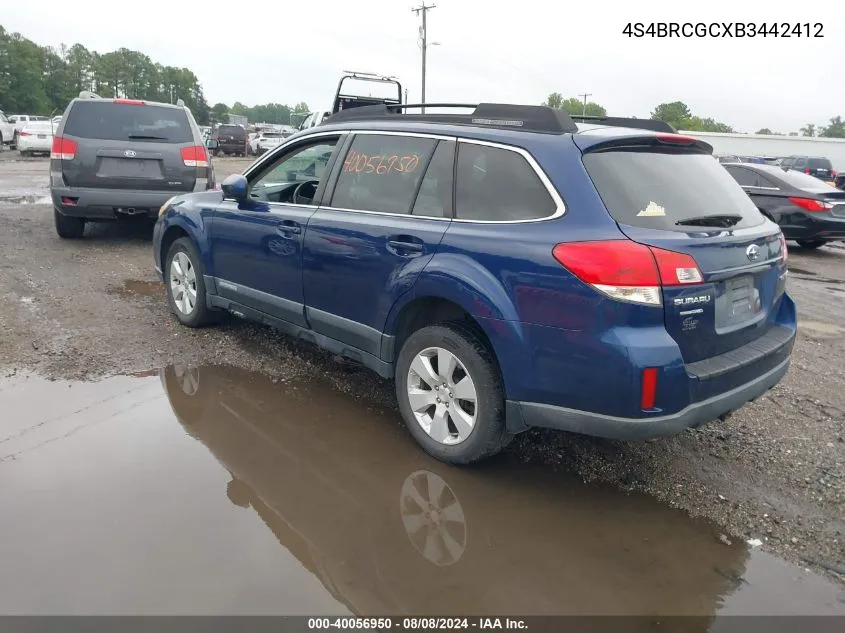 2011 Subaru Outback 2.5I Premium VIN: 4S4BRCGCXB3442412 Lot: 40056950