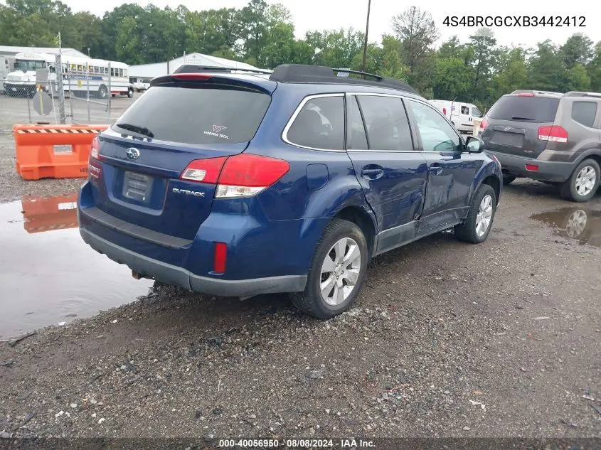 2011 Subaru Outback 2.5I Premium VIN: 4S4BRCGCXB3442412 Lot: 40056950