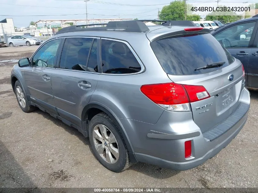 2011 Subaru Outback 3.6R Limited VIN: 4S4BRDLC3B2432001 Lot: 40058784