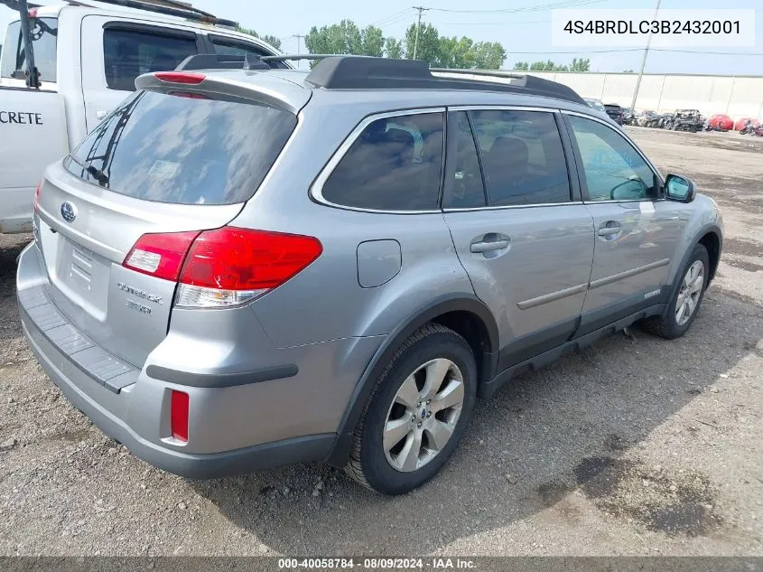 2011 Subaru Outback 3.6R Limited VIN: 4S4BRDLC3B2432001 Lot: 40058784